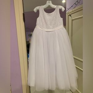 First Communion/Flower Girl Dress, White, Girls Size 10